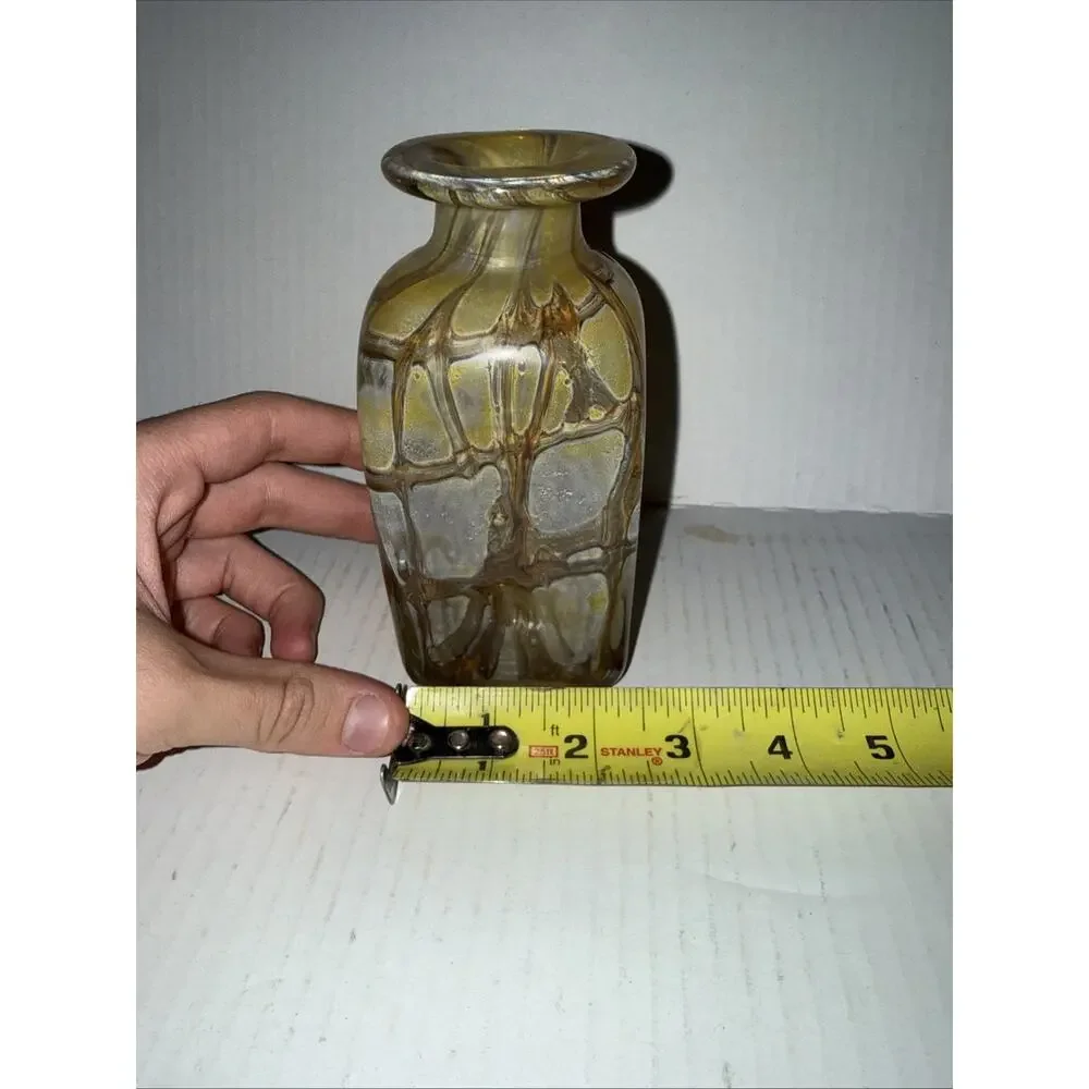 Rare Vtg Mid Cntury Mdina 70s Art Glass Bottle Mdg Vase Earthtones Vicente Boffo